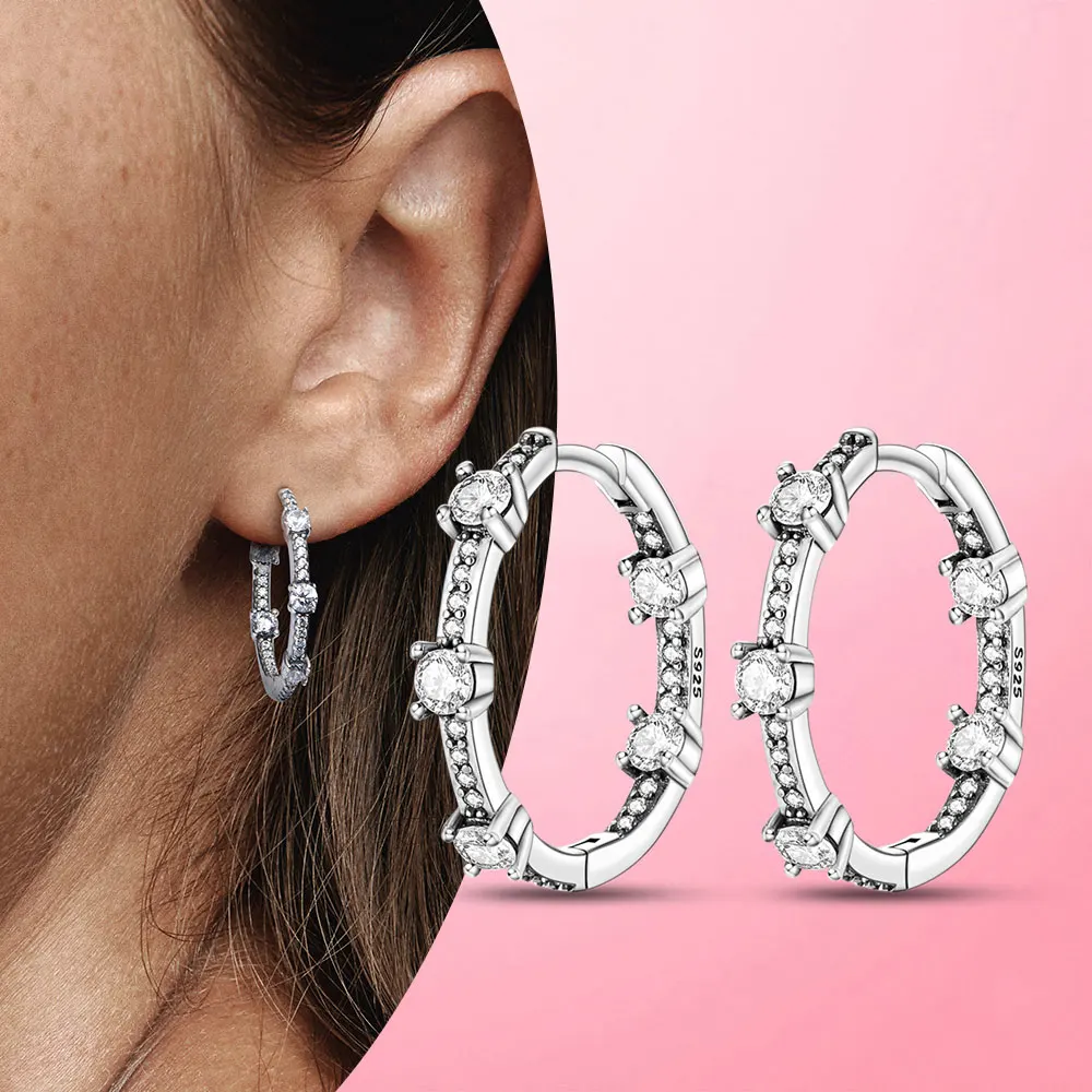 Pendientes de aro de plata 2024 para mujer, aretes con dijes, círculo grande, a la moda, fabricación de joyas, novedad de 925