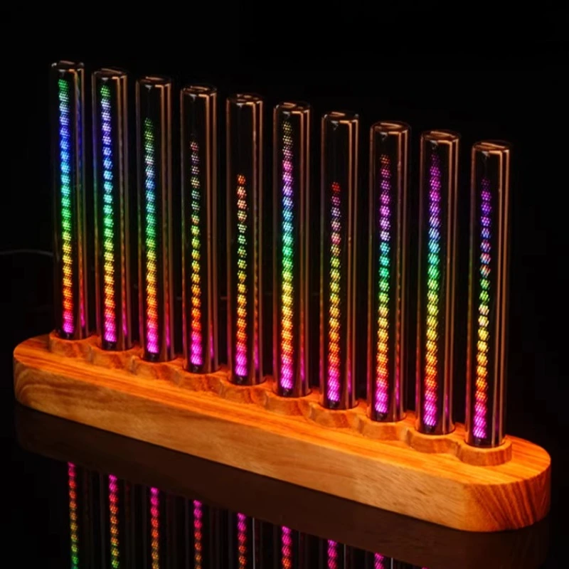 Solid Wood RGB Sound Pick Up Light Colorful Musical Rhythm Mood Lights Multiple Modes Study Desktop Ambient Lamp Decor Lamps