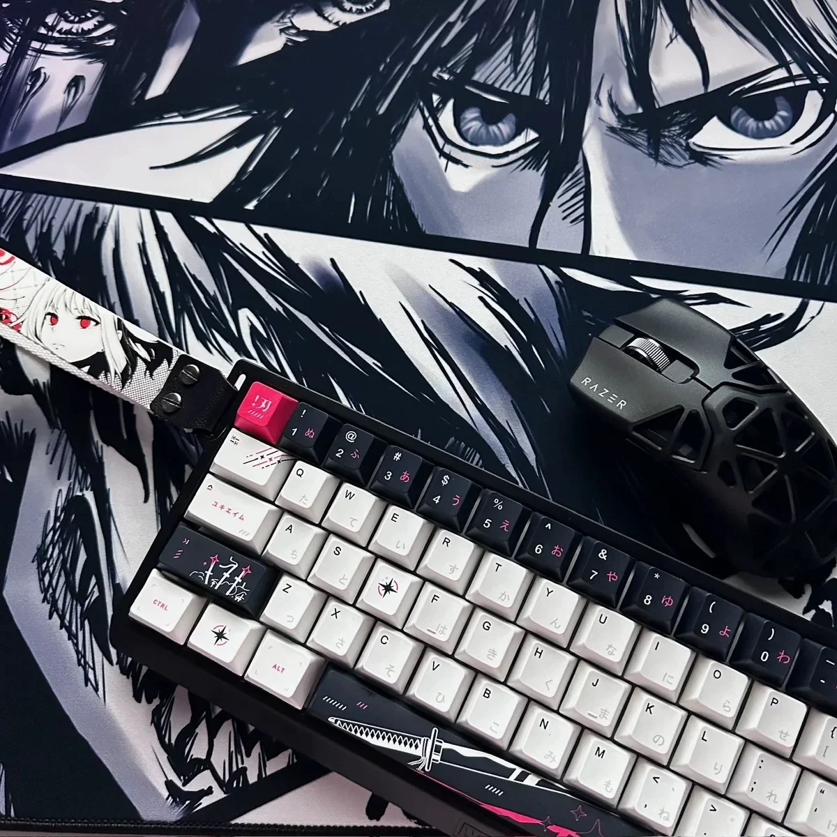 Yuki aim keycap กุญแจญี่ปุ่น92คีย์เชอร์รี่ PBT พวงกุญแจอะนิเมะที่กำหนดเองสำหรับของขวัญอุปกรณ์เสริมคีย์บอร์ดกล