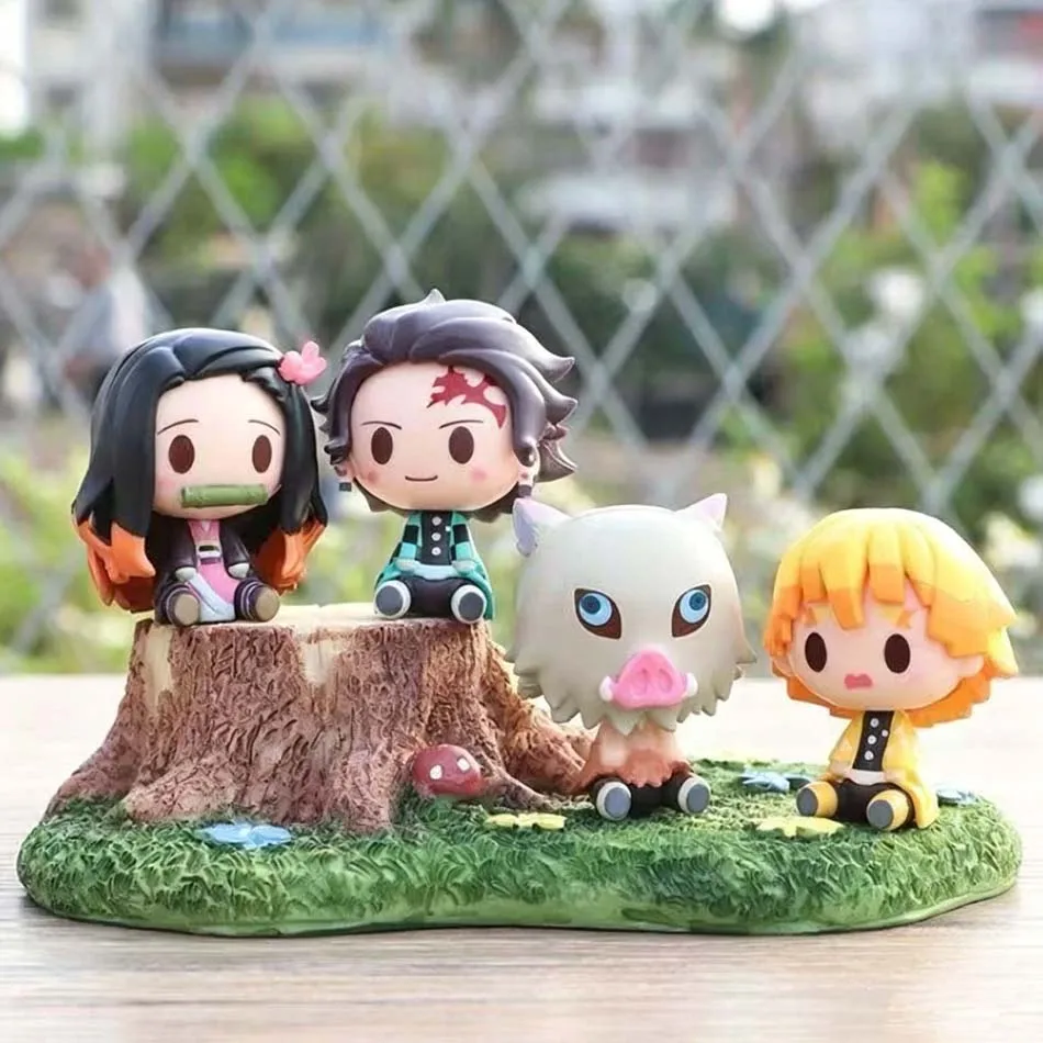 4Pcs/Set Demon Slayer Kamado Tanjirou Nezuko Agatsuma Zenitsu Action Figure Cute Anime Model PVC Statue Collectible Toys Gifts - view 4
