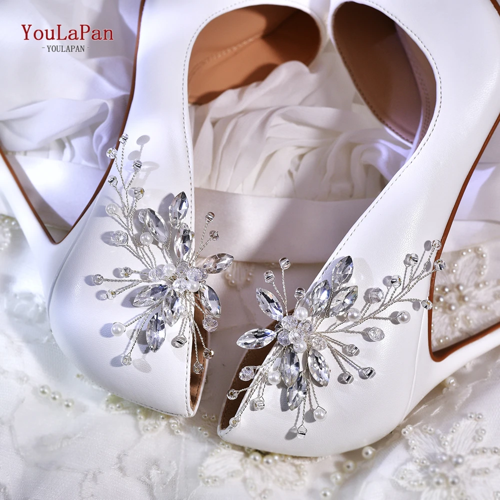 YouLaPan 2Pc Shiny Crystal Shoe Clips Rhinestones Shoe Buckle Removable Women Shoes Decorations Elegant Shoe Accessories HX59