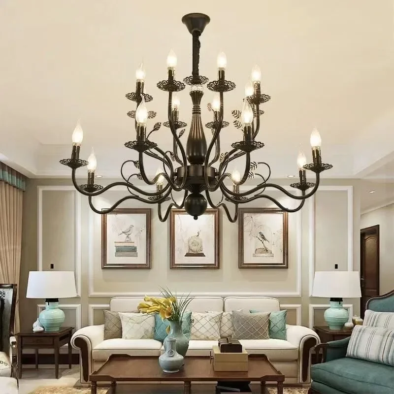 American Candle Chandelier Retro Creativity Living Room Restaurant Bedroom Study Villa Hotel Clothing Store Pendent Lamp