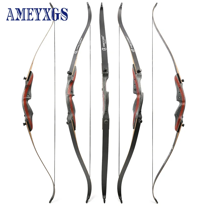 20-50lbs Wooden Recurve Row for Hunting Shooting Archery Tech Wood Riser Laminated Limbs Outdoors Activity Black Row Riser