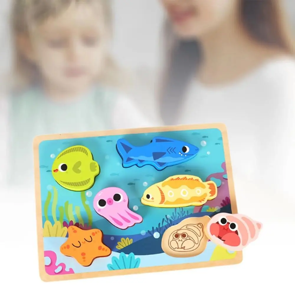 Puzzle Board Wooden Toys 3D Puzzles Pattern Cognitive Interactive Shape Matching Board Game Montessori DIY Animal Jigsaw Toys