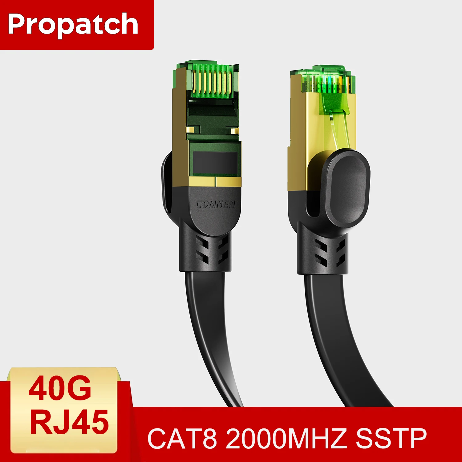 

Propatch CAT8 Flat 40Gbps Rj45 Ethernet Cable 2000Mhz Games Networking PVC Internet Lan Cord for Laptops PS 5/4 Router RJ45