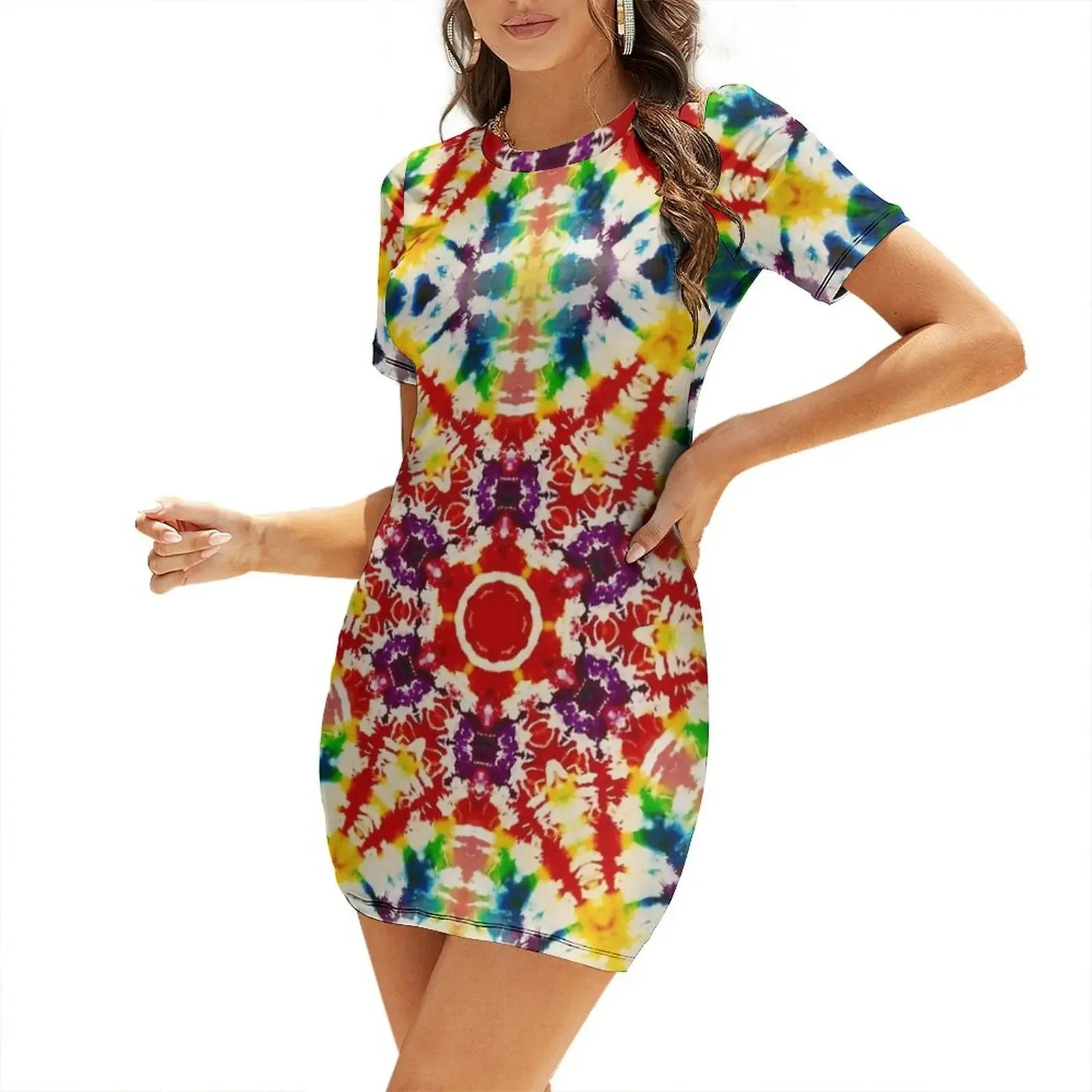 

Rainbow Star V Short-Sleeved Dress party dress women elegant luxury birthday dress