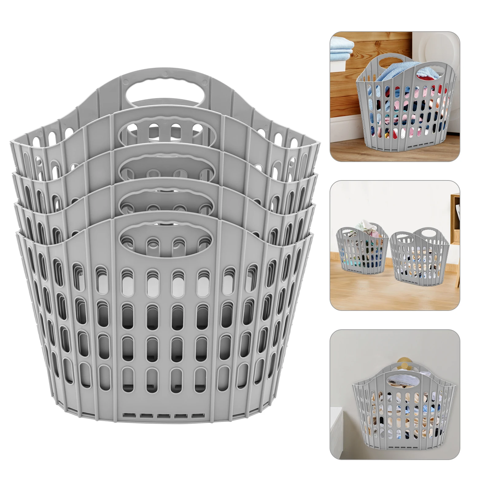 

4PCS Foldable Dirty Clothes and Toy Storage Basket -Grey