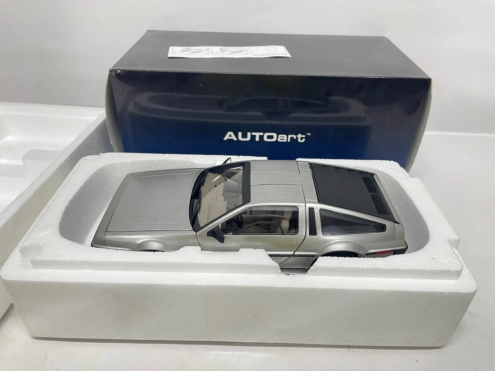 Autoart 1:18 DMC-12 Silver Huidaoweilai Simulation Limited Edition All Open Alloy Metal Static Car Model Toy Gift