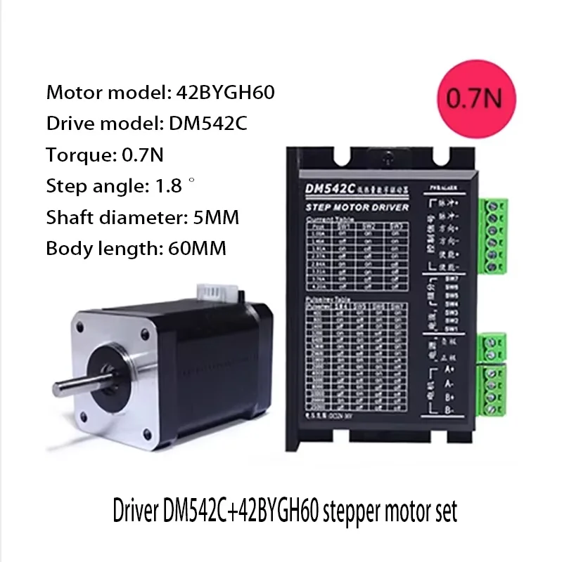 42 juego de motor paso a paso 42BYGH60 torque 0.7N longitud 60MM + TB6600/DM542C controlador de motor 4A 1 eje 2 ejes