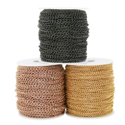 5 Meters Rose Gold Stainless Steel Necklaces Extension Tail Chain DIY Bracelets Extender Chains Jewelry Making Findings Bulk