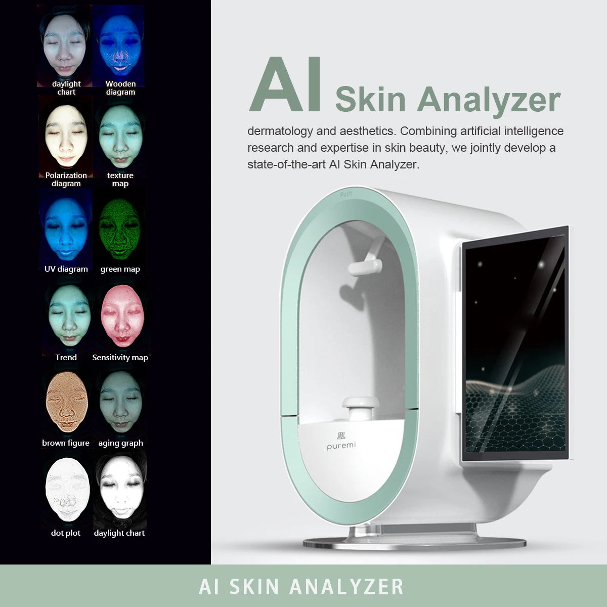 New Arrival Smart AI Face Skin Diagnostics Analyzer Device Facial Tester Scanner Facial Skin Analyzer Machine