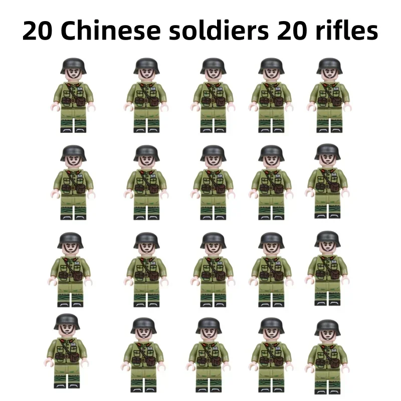 20-teiliges WWII Militär-Actionfiguren-Bausteinset Alliierte Streitkräfte Armeemänner Soldaten Multipack Kampfpaket Modellspielzeug Geschenk – Detail 17