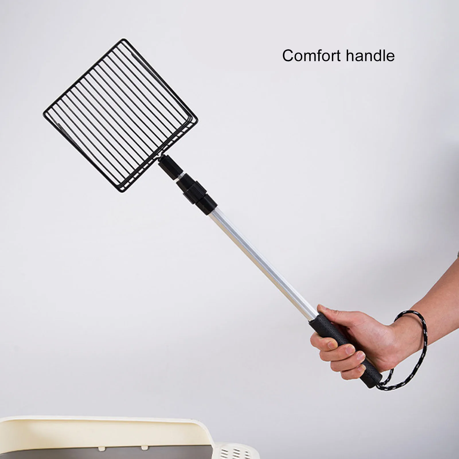 Chicken Coop Shovel Extendable Cat Litter Scoop Lightweight Versatile Fine Screen Long Handle Metal Chicken Coop Poop Scooper
