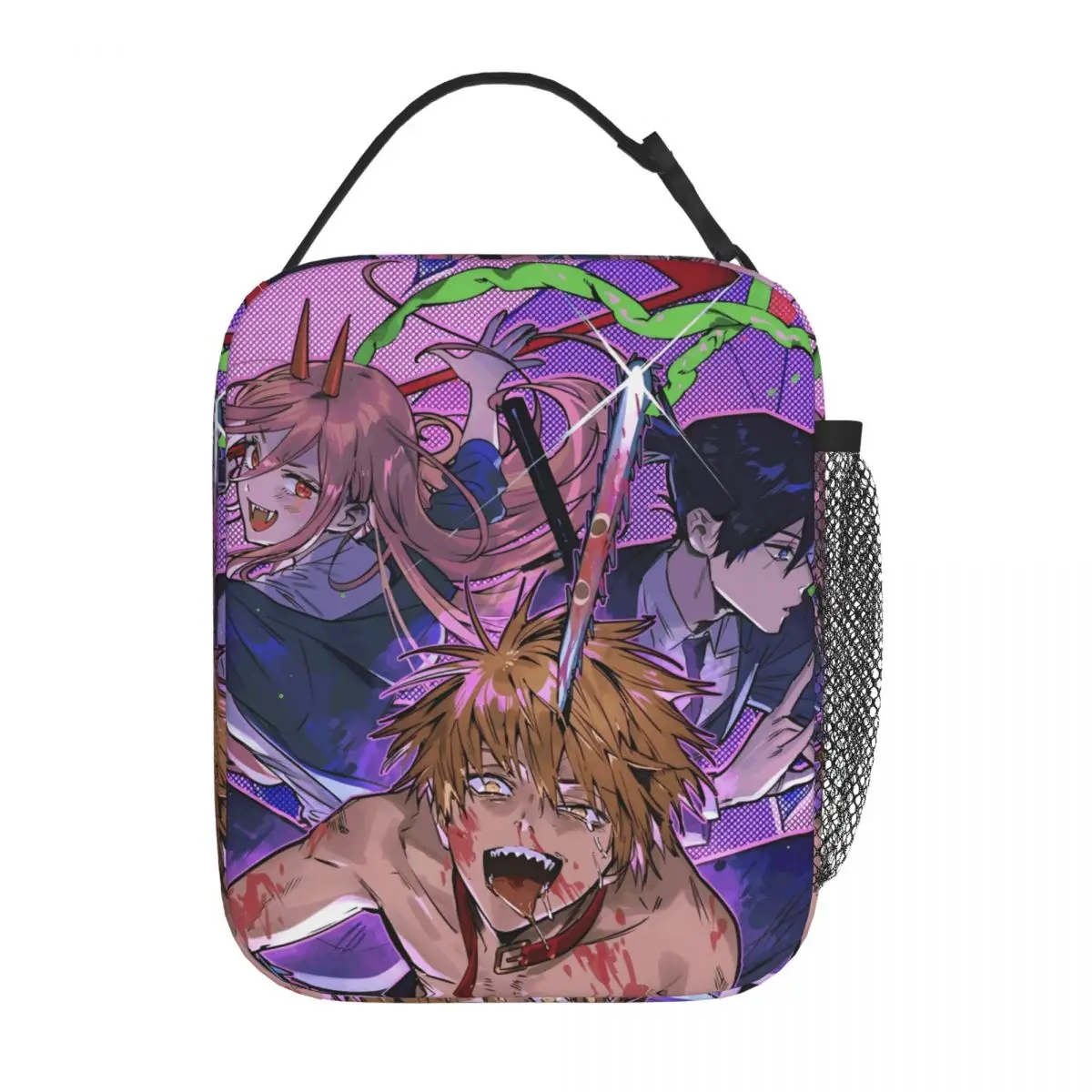 Chainsaw Man Reze Insulated Lunch Bag Cooler Bag Meal Container Power Aki Denji Large Tote Lunch Box for Men Women School Travel