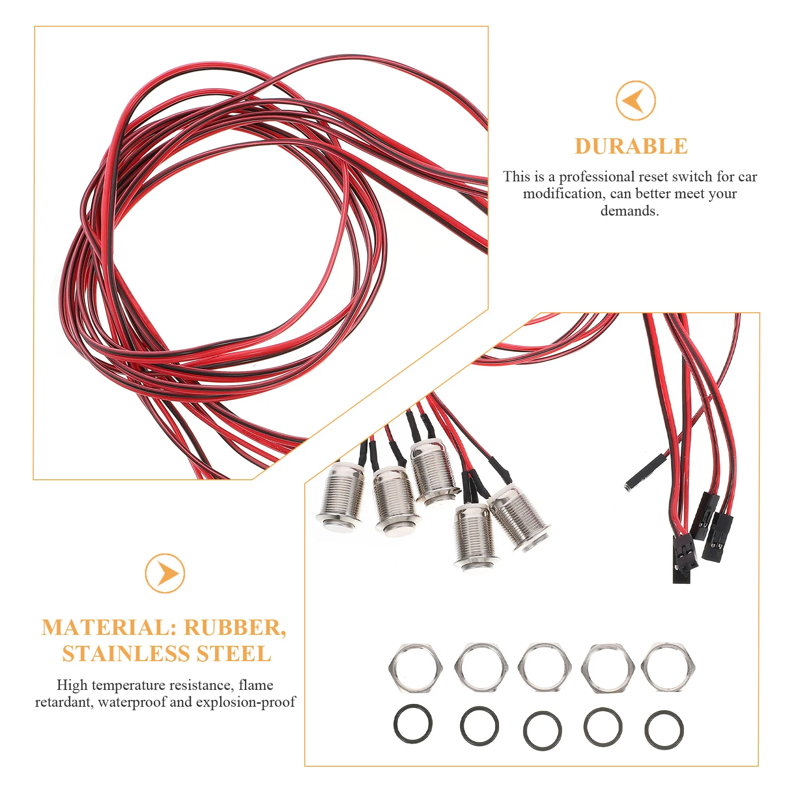 

5Pcs Waterproof Push Button Switches Stainless Steel Momentary Push Buttons for Car Marine Medical Equipment Control