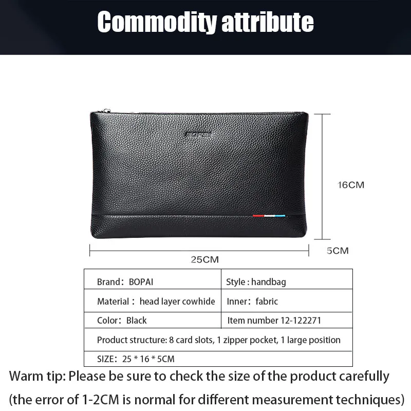 BOPAI Men Clutch Bags Genuine Leather Men Wallets Crazy Horse Leather Long Purse Male Handbag Multifunction Wallet