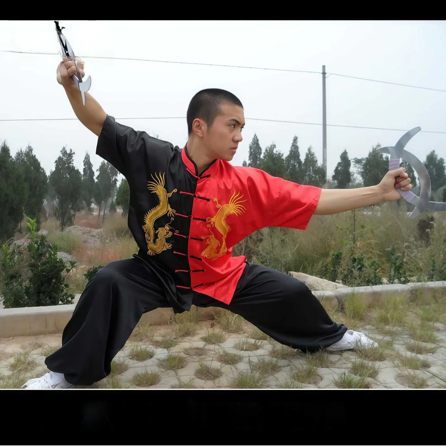 Chinese Style Men Women Embroidered Dragon Tai Chi Wushu Uniform Kung Fu Suit Outdoor Sport Jacket Pants Sets