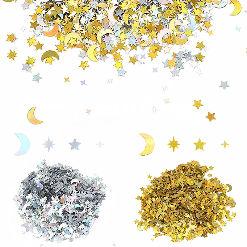 

Eid Mubarek Confetti Moon Star Silver Gold Sequins Ornaments Birthday Wedding Party Confetti Ramadan Kareem EID Home Decorations