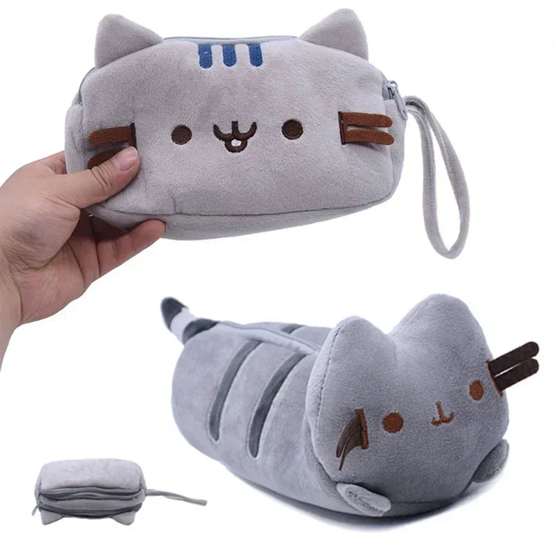 Cartoon Cat Pencil Case Portable Pencil Bag Kawaii Large Capacity Cosmetics Storage Pouch Korean Stationery Office Supplies