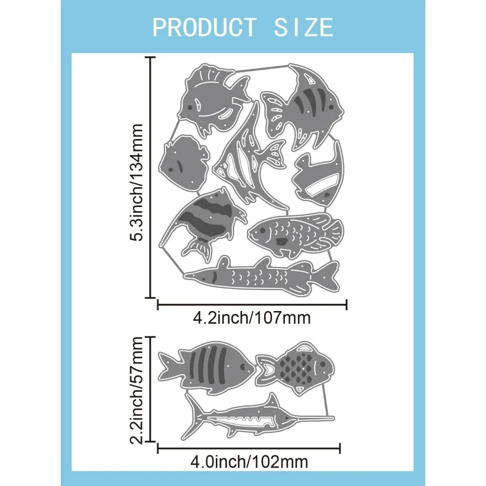 2Pcs Fisch Cut Stirbt Carbon Stahl Schneiden Stirbt Schablonen Scrapbooking Vorlage für DIY Scrapbooking Fotoalbum Dekorative