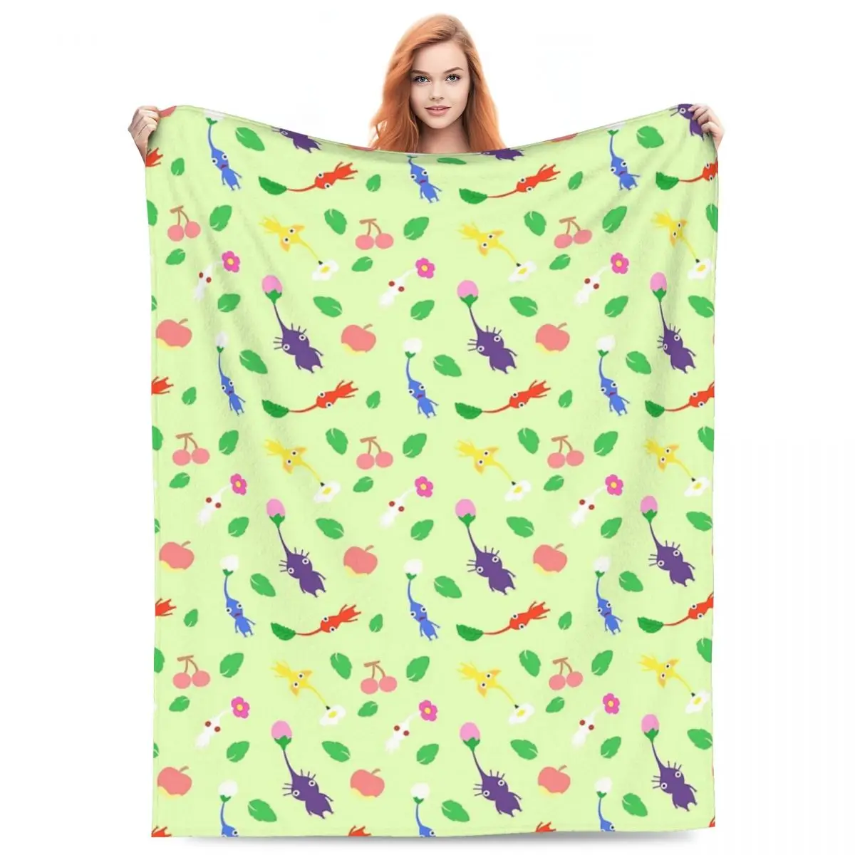 Pikmin Blanket Flannel Sofa Throw Blanket Breathable for Home Bedroom Travel Throws Bedspread Quilt