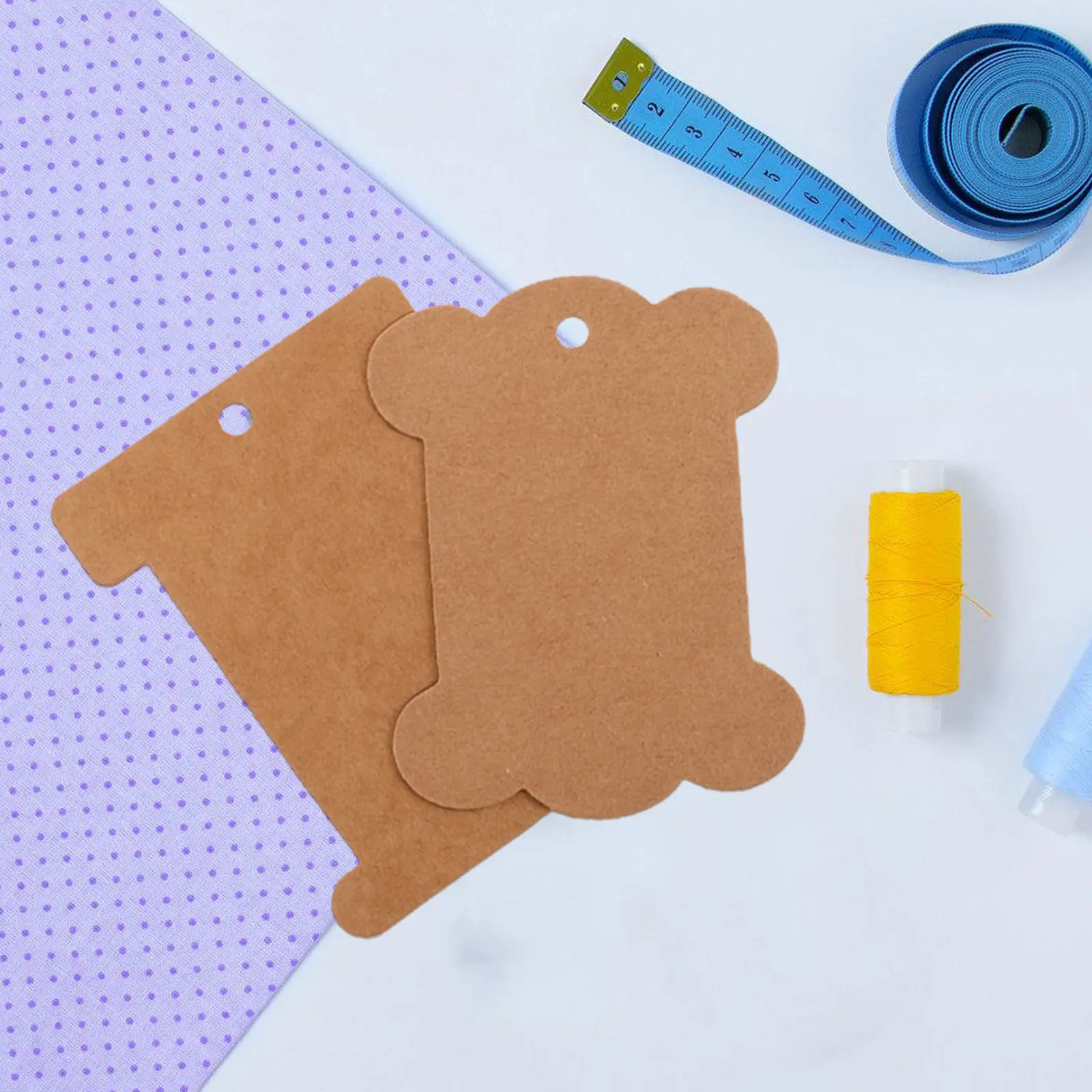 80個入り、厚みのある大型の骨型またはi字型の刺繍糸ボビン、クラフト紙製のタグ、diy用糸巻きボード、手芸用品