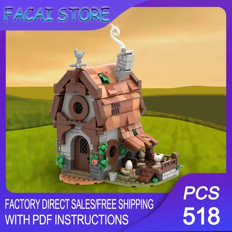 

Модель средневекового замка MOC, строительные блоки, модульная модель средневекового фермерского дома, технологические блоки, рождественский подарок, игрушка для самостоятельной сборки, конструктор