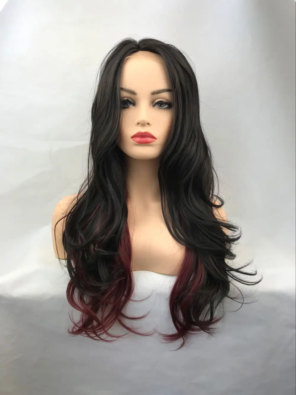 Black. Wine red lace front wigs natural hairline simulation hair wigs for women cosplay cos wig