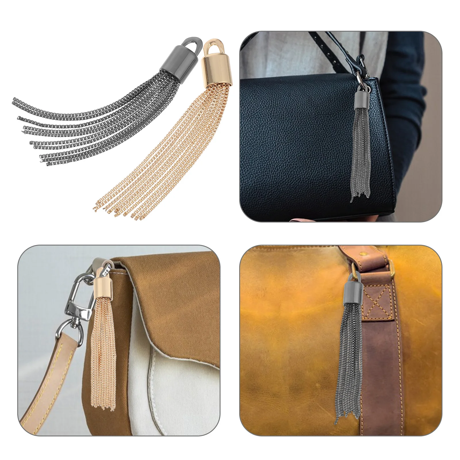 

6pcs Metal Tassel Bag Hanging Ornaments Alloy Pendant Accessories For Handbags Purses Backpacks Keychains Crafts Decor Mini Bag