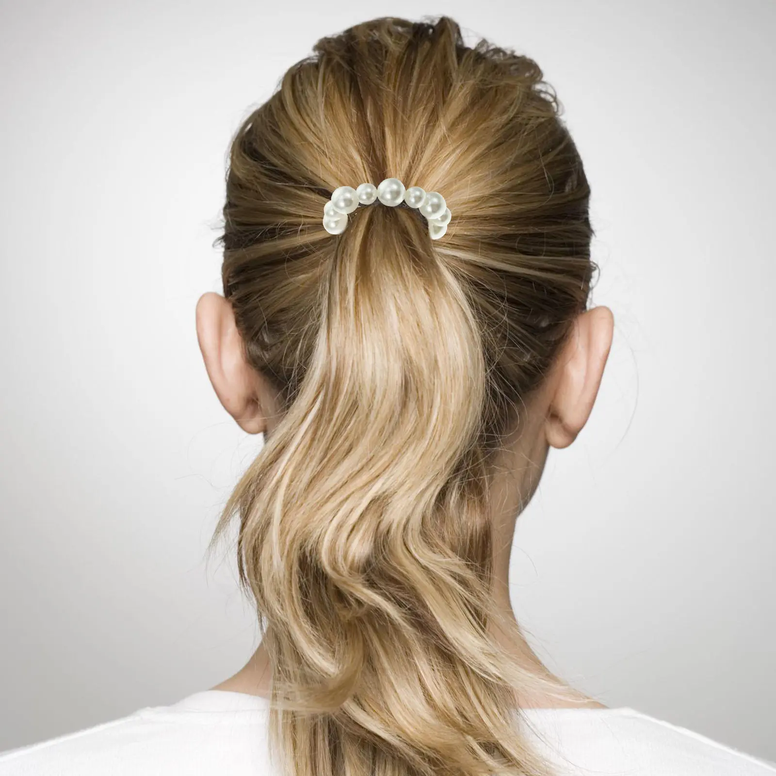 

4Pcs Pearl Hair Ties Resin Rubber Elastic Ponytail Holders for Women Daughters Mothers Bridesmaids Wrist Bracelet Gift