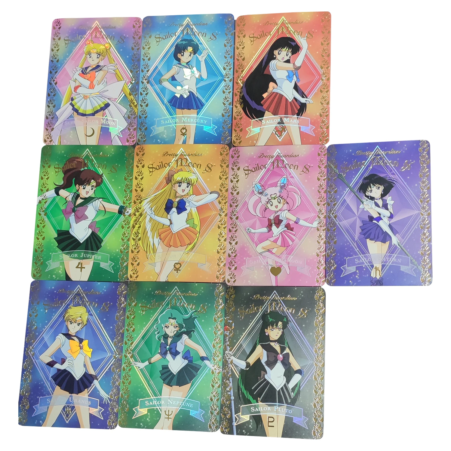 

10Pcs/set Diy Anime Girls Tsukino Usagi Hino Rei Kino Makoto Hot Stamping Series Flash Cards Gift Toy Game Anime Collection Card