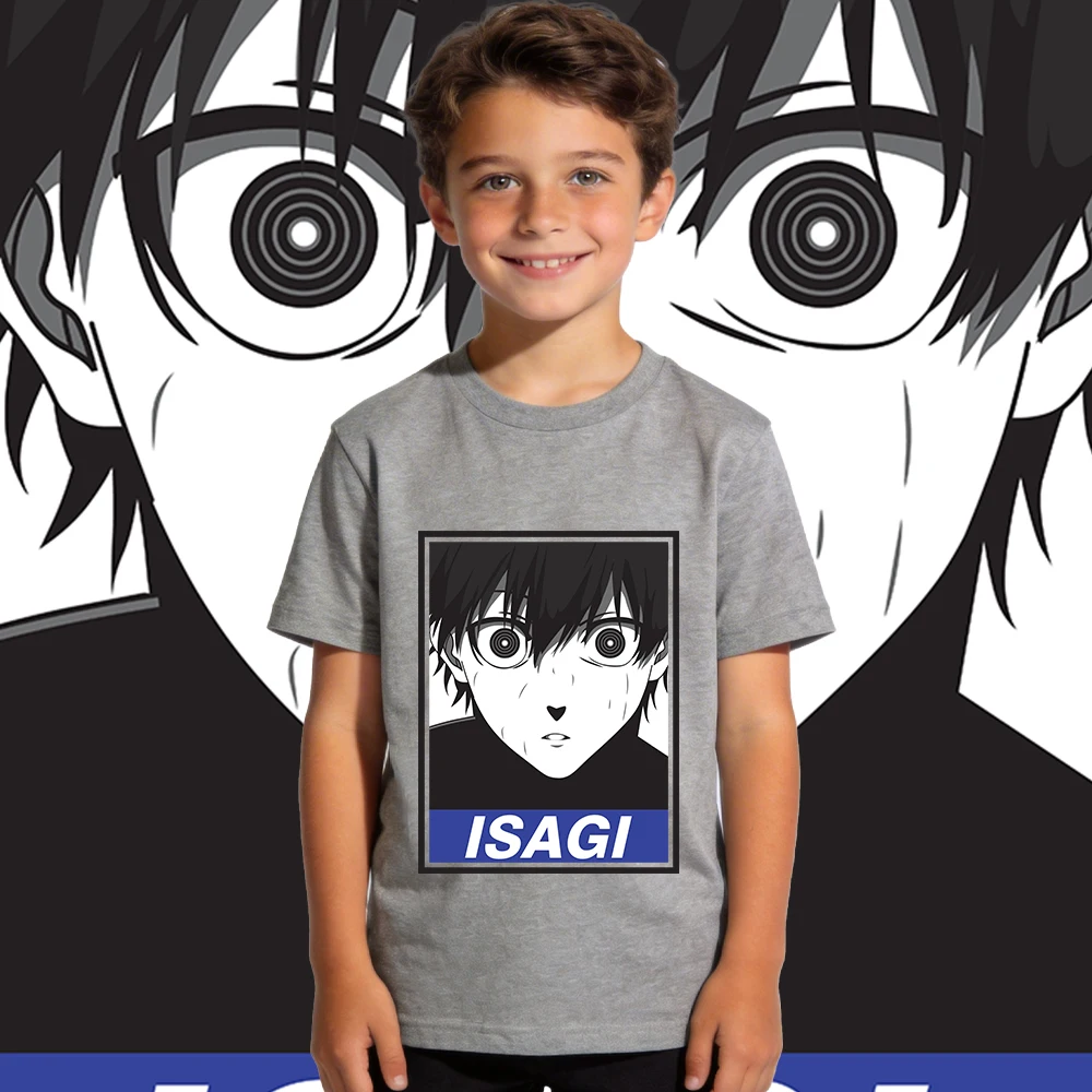Blue Lock Yoichi Isagi Anime Print Cotton T Shirt for Boys Girls Kids Casual Short Sleeve Top Soft Breathable Daily Wear