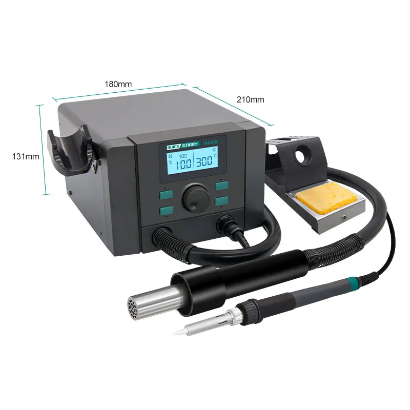 QUICK 8786D+ 2 in1 Hot Air Gun Precision Soldering Station Rework Station Automatic Sleep LCD Digital Display Smart Repair Tool