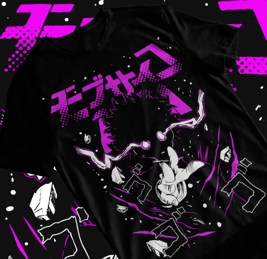 T-shirt unisexe Mob Psycho Anime, T-shirt doux, T-shirt Manga Strip, Toutes tailles, 100