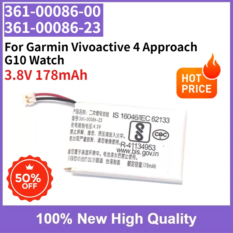 

Replaceable Battery 361-00086-00 361-00086-23 3.8V 178mAh for Garmin Vivoactive 4 Approach G10 Watch High Quality Fast Shipping