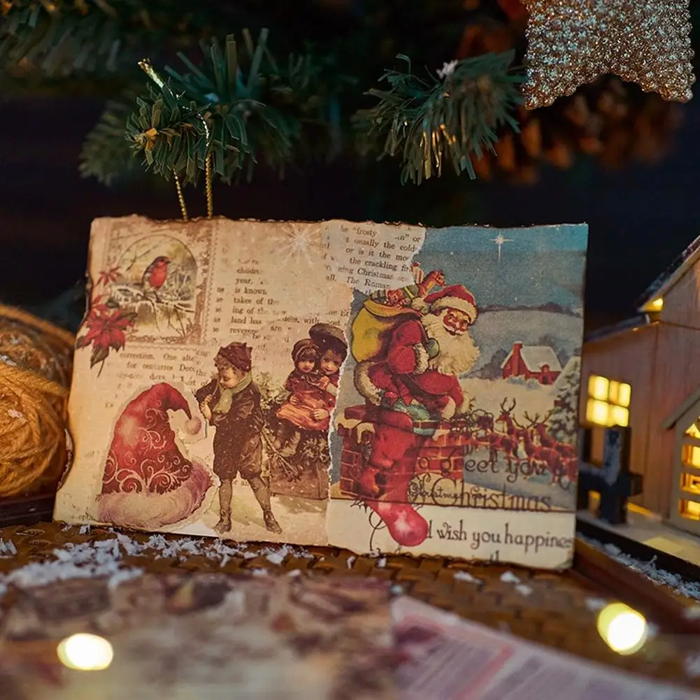 Natal temático material papel vintage decorativo scrapbooking mão conta diário papel de fundo m5v9