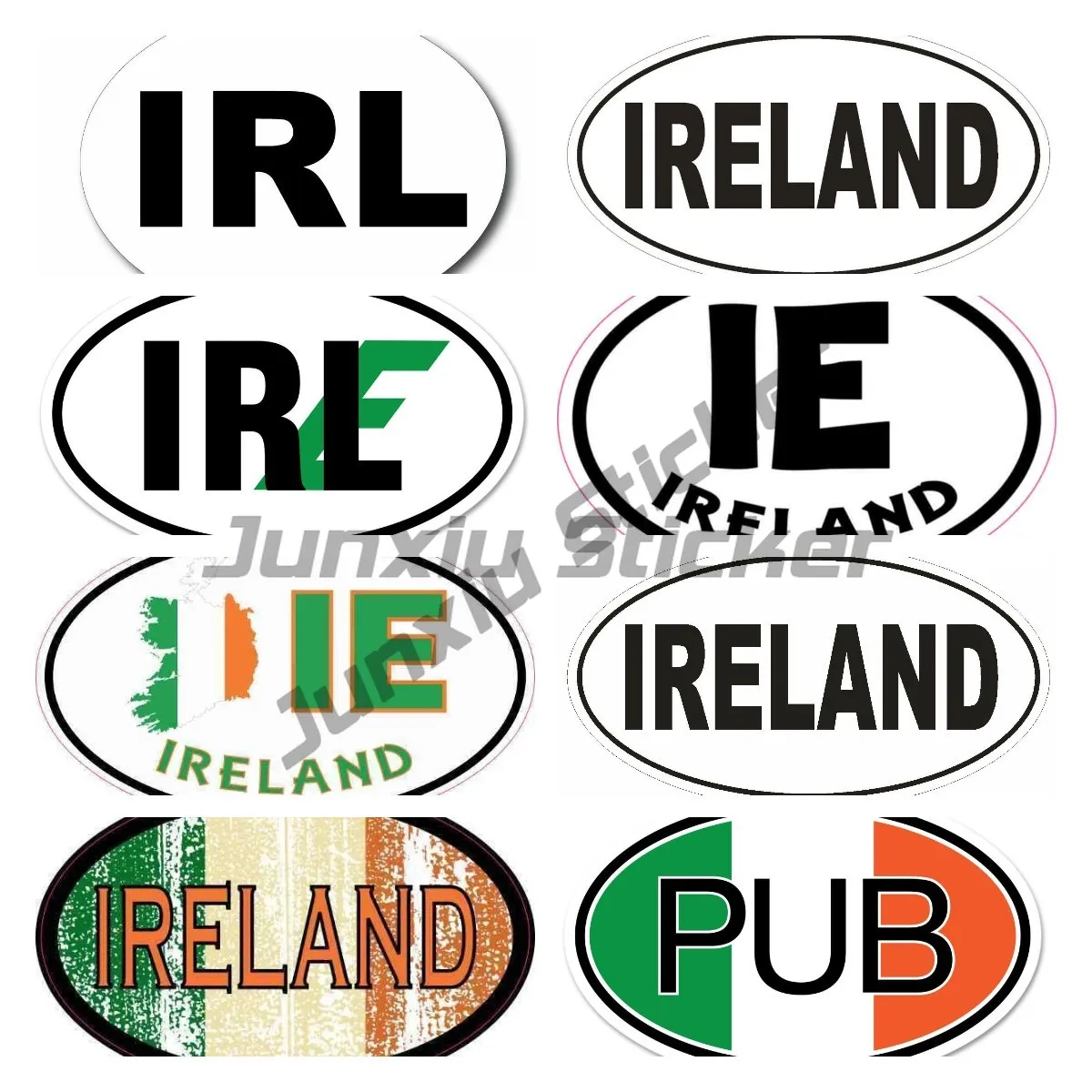 Oval Sticker Ireland Flag Code IRE EIRE IRL Ireland Leaf Flag Car Motorcycle Logo Decal Laptop Phone Tablet PVC Decor