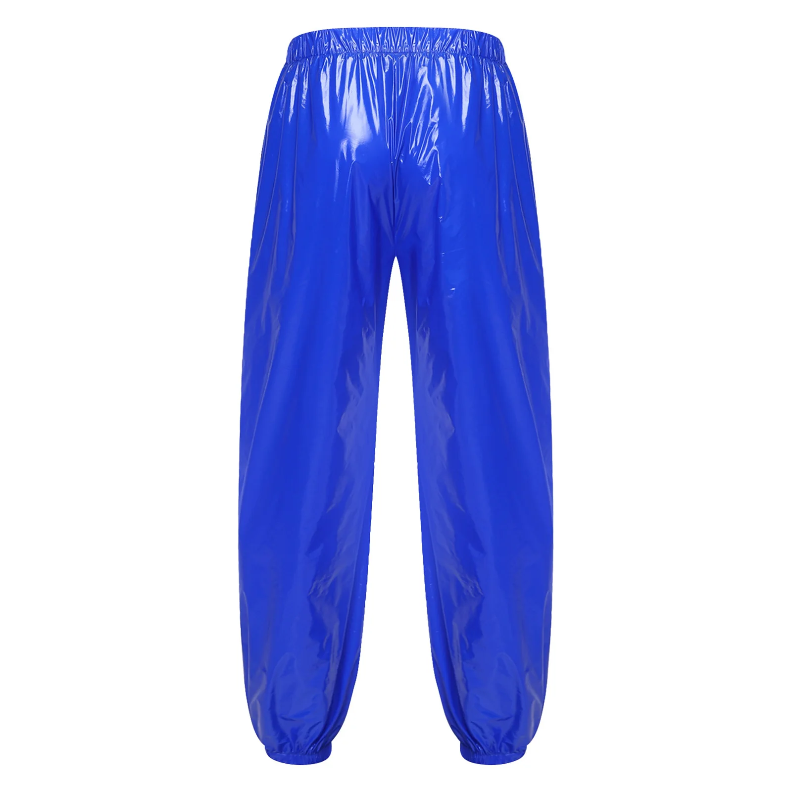 Mens Shiny Glossy Vinyl Waterproof Reusable Pants Full Side Zipper Elastic Waist Joggers Trousers Streetwear Rave Party Clubwear