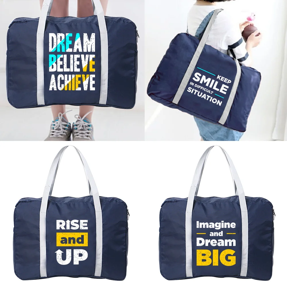 

Складные дорожные сумки из нейлона унисекс с принтом, серия Phrase, вместительные, новые водонепроницаемые сумки для женщин и мужчин, дорожные сумки