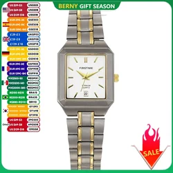 BERNY Square Titanium Quartz Watch for Women Calendar Luxury Gold Tone Wristwatch Waterproof Ultralight Waterproof Ladies Watch