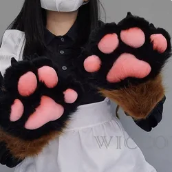 Guanti per zampa pelosa Costumi Cosplay Gatto Pecora Artiglio di tigre Coniglio Fursuit Artiglio di animale Carino Artiglio di animale peloso Guanti di artiglio di gatto