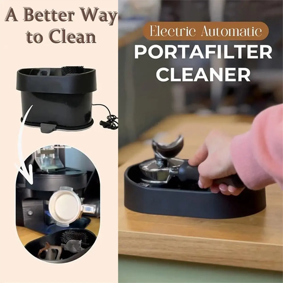 

AA83 Coffee Handle Cleaning Kit Electric Automatic Knock Box Cleaner Professional Premium Espresso Clean Stable Holder
