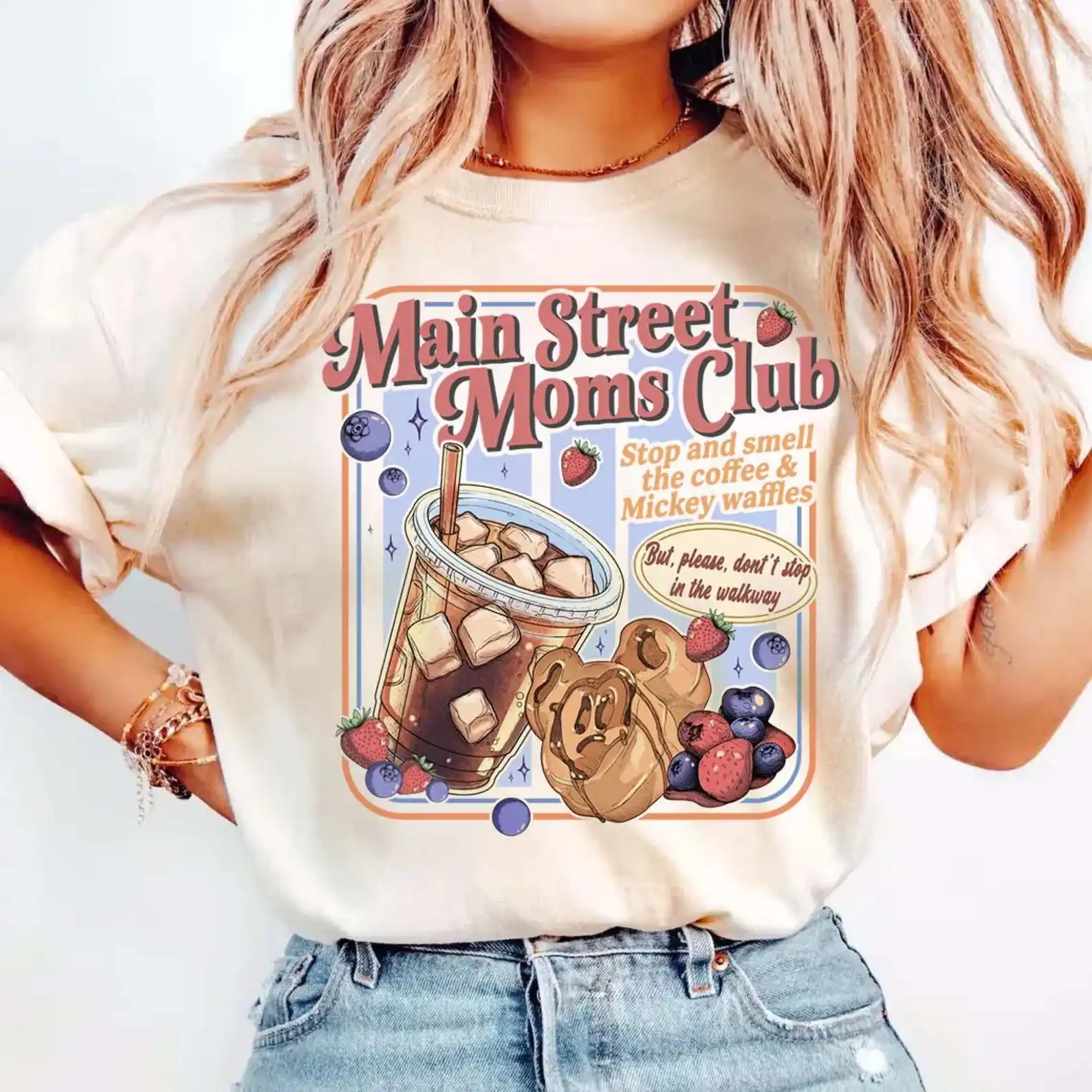 Main Street Mom Club   Shirt, Mickey Waffles Coffee Shirt, Disney Family Vacation Trip Tee, Mothers Day Gift