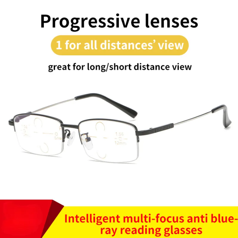 Middleaged and elderly men's intelligent zoom presbyopia glasses for distance and near vision