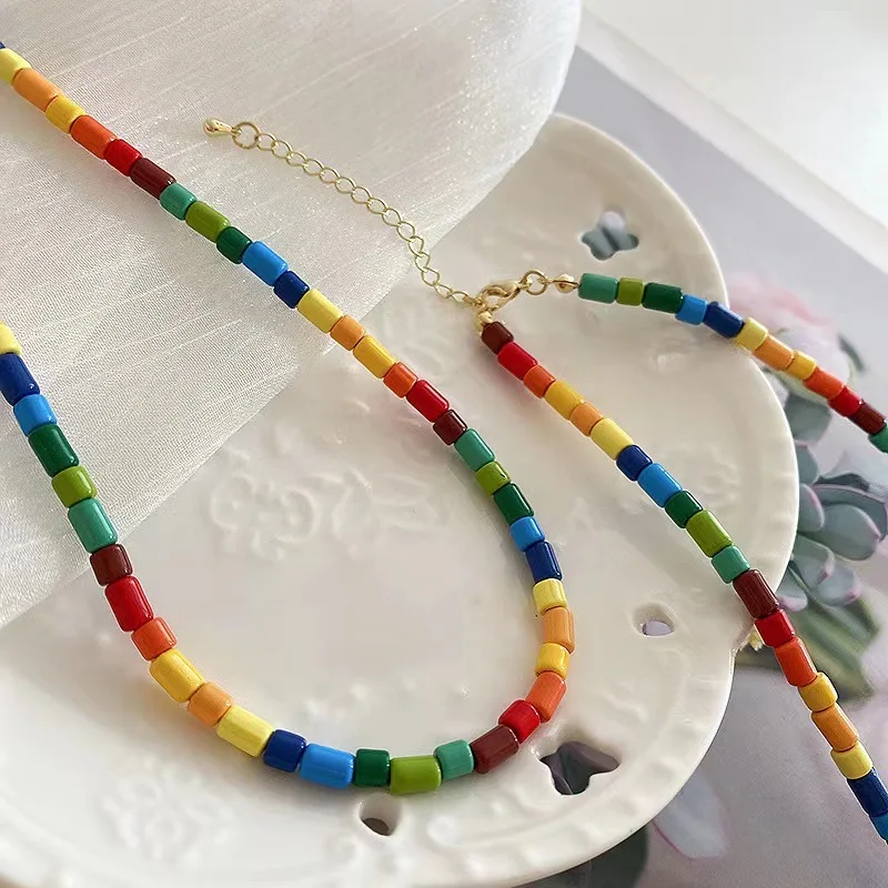 Hyuna candy beads necklace fashion INS modern color beaded chains our marriage White contract necklace   free shipping