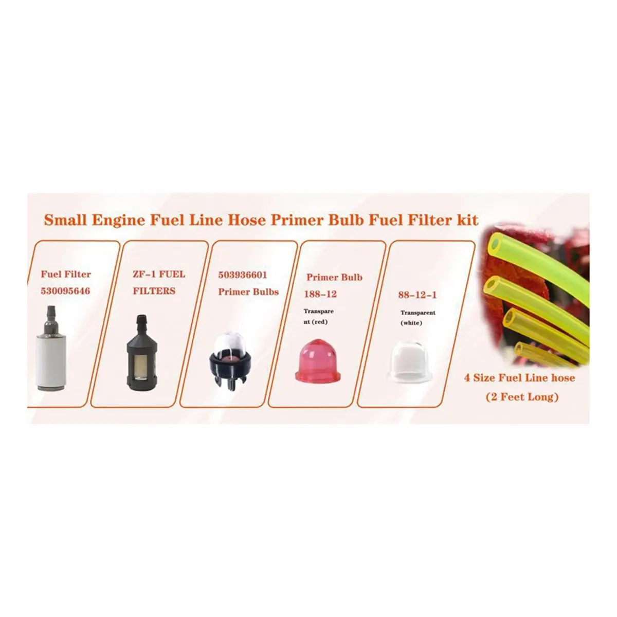 Line Hose Tube for Common 2-Cycle Small Engines Primer Bulb Filter Chainsaw String Trimmer Repair Kit Set of Two