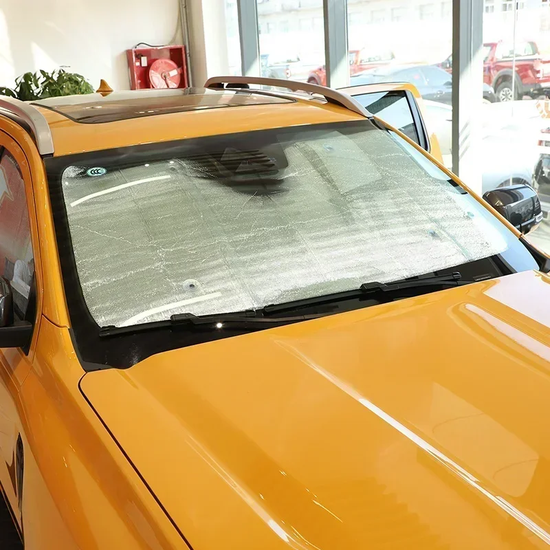 

For Ford Ranger Wildtrak 2015-2024 Aluminum Foil Car Front Windshield Full Window Glass Sun Protection Parasol Car Accessories