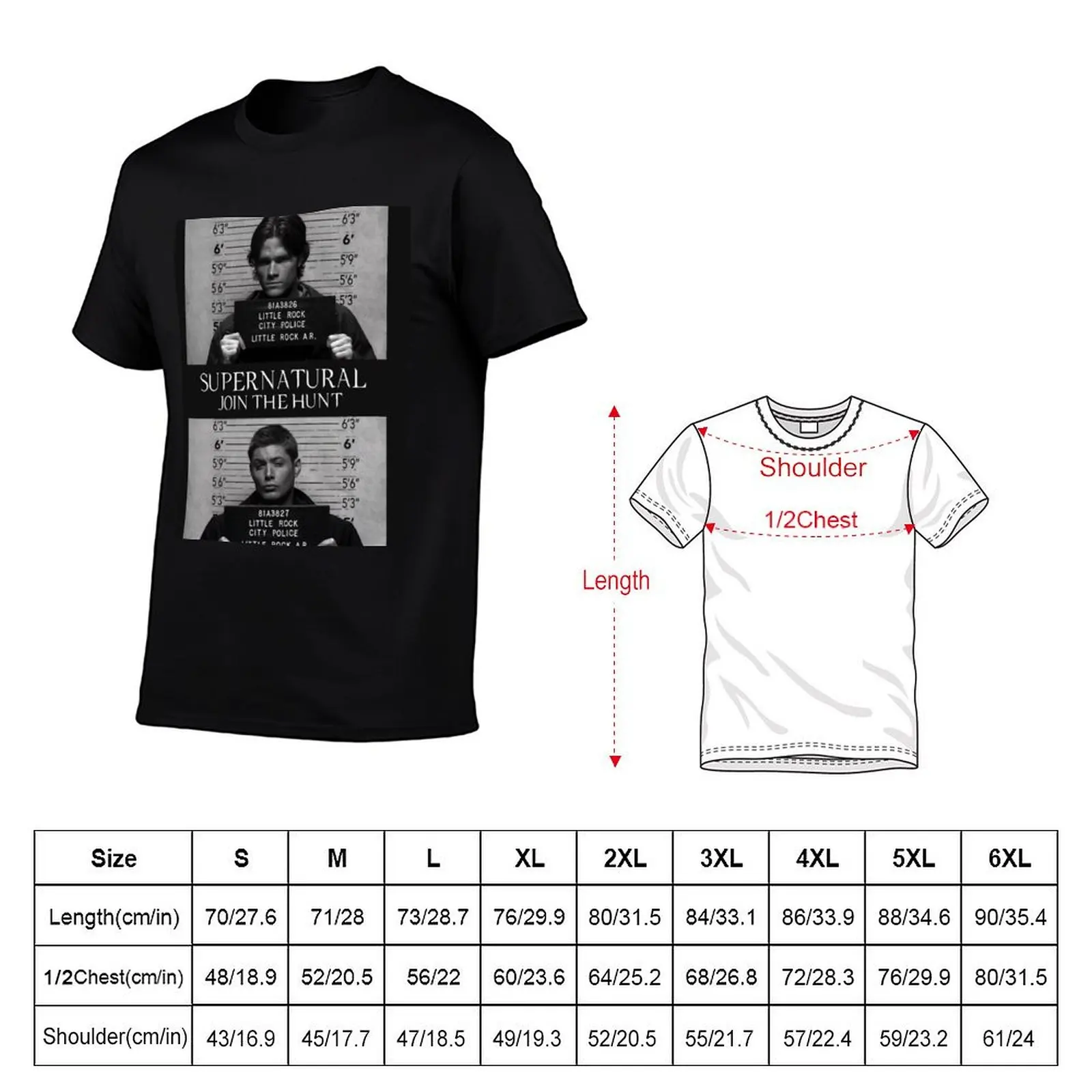 Supernatural Mugshot T-Shirt summer 2025 sports fans baggy shirts mens graphic t-shirts anime