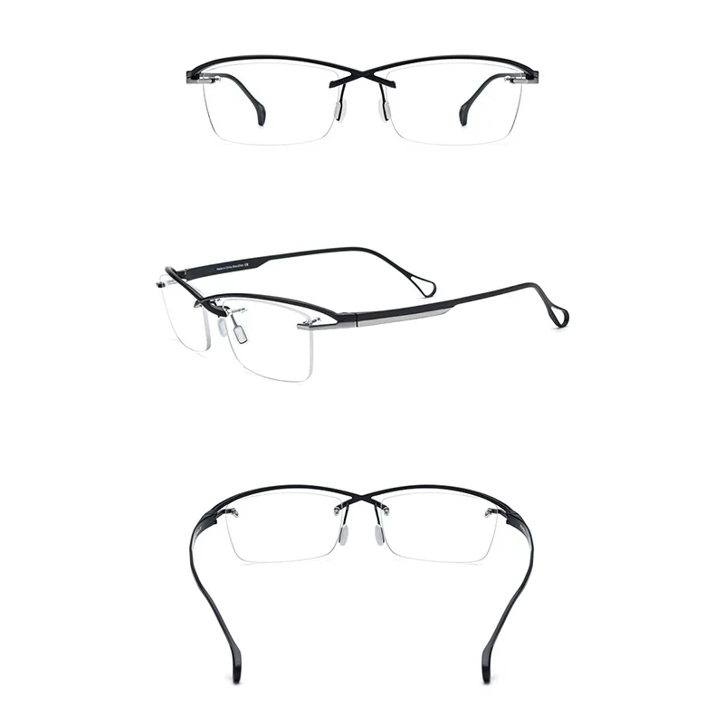 Belight Optical Japan Futuristic Design Sports Titanium Half Rimless Frame Men Prescription Semi Eyeglasses Retro Eyewear