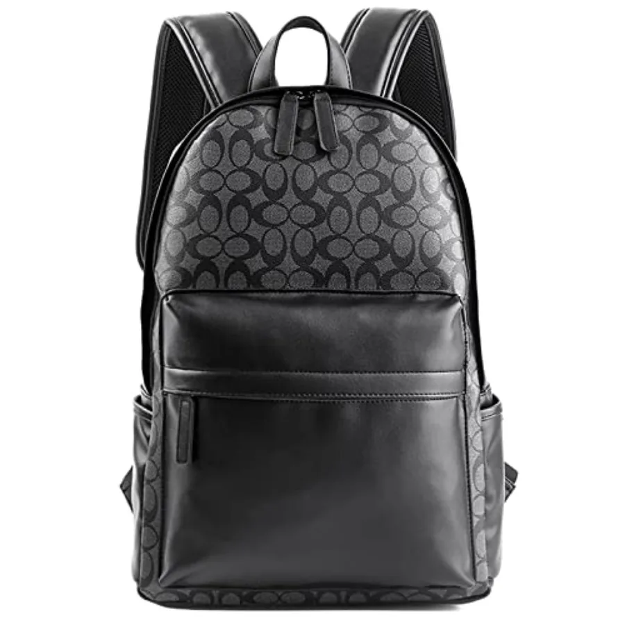 

Leather Laptop Backpack for Men Women, School College Bookbag Casual Travel Daypack
